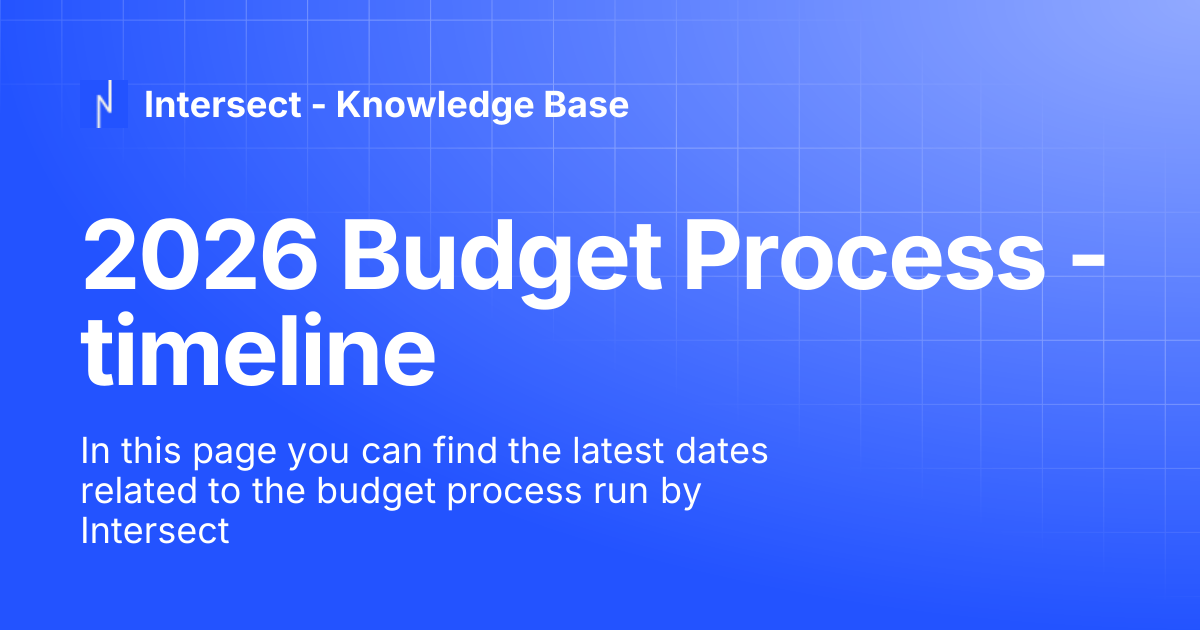 2026 Budget Process - timeline | Knowledge Base | Intersect - Knowledge ...