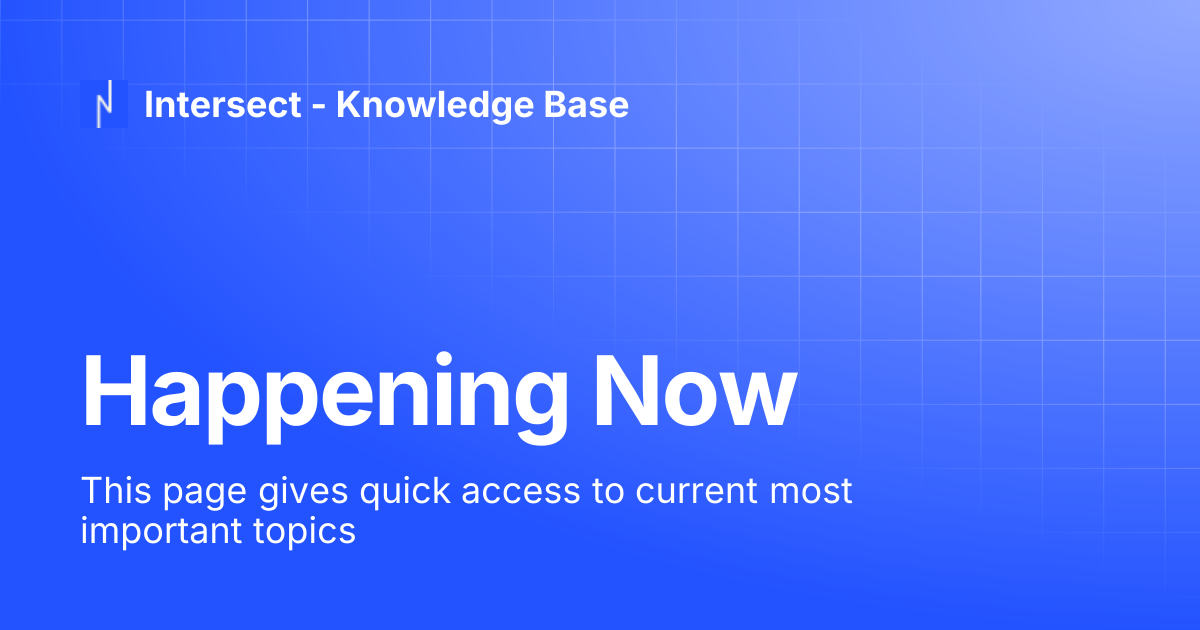 Happening Now | Knowledge Base | Intersect - Knowledge Base