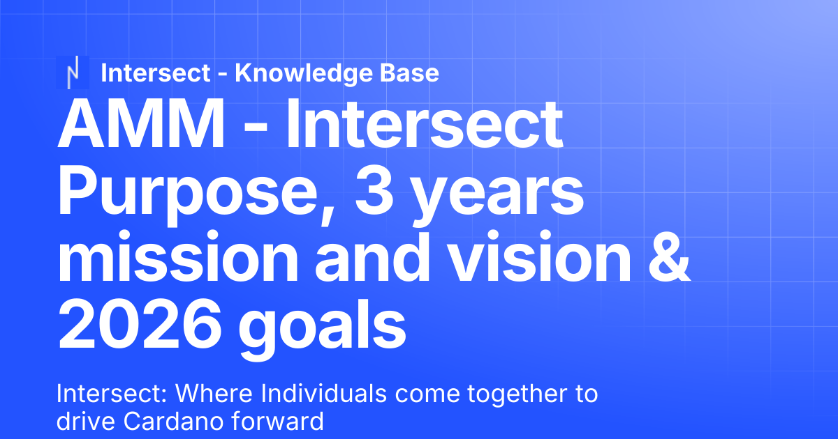 AMM - Intersect Purpose, 3 years mission and vision & 2026 goals ...